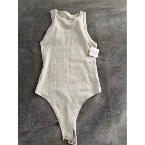 American Eagle By Payless Tops - American Eagle Ribbed Racerback Tank Bodysuit Light Gray M New With Tags